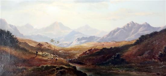 Charles Leslie (1835-1886) Plas Gwynant and Moel Siabod, N. Wales, 11.5 x 23.5in.